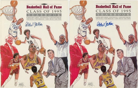 Lot of (2) Kareem Abdul-Jabbar Signed Basketball Hall of Fame Class of 1995 Yearbooks (Abdul-Jabbar LOA)